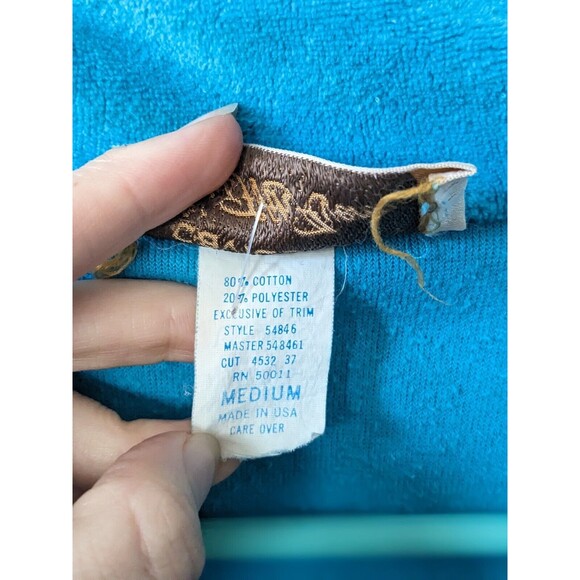 Vintage 80's David Brown for Saks Fifth Avenue Blue Velour Nightgown Maxi Size M - Picture 14 of 16